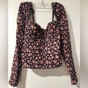 WeWoreWhat Black and Pink Floral Blouse